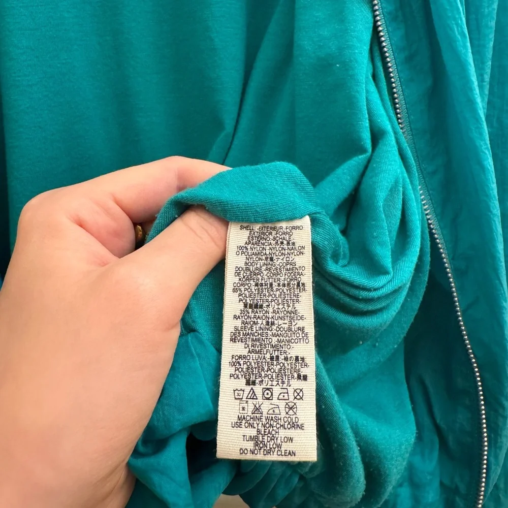 Free People Balloon Bomber Jacket in Turquoise. Size S/P - Picture 6 of 6